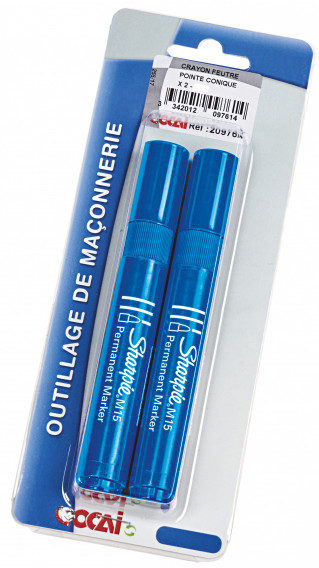Crayon feutre pointe conique x 2 ø 3mm bleu