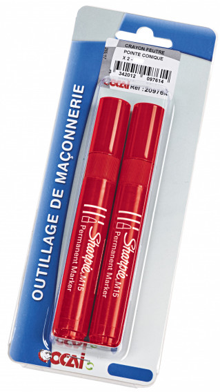 Crayon feutre pointe conique x 2 ø 3mm rouge lot de 5