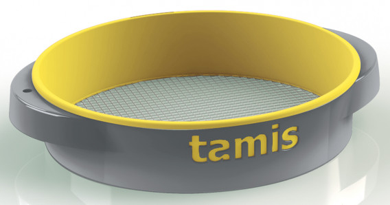 Tamis ABS poignées confort jaune moyen ø 48 H. 10,5 cm maille 10