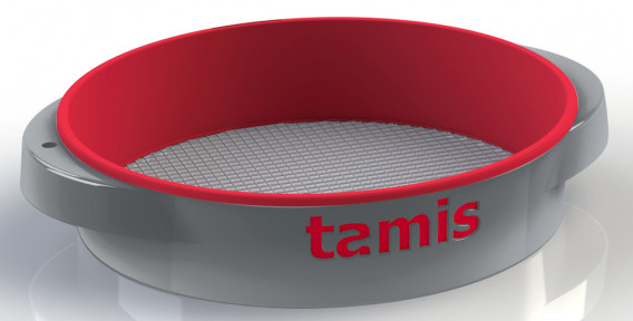 Tamis ABS poignées confort rouge ø 48 H. 10,5 cm maille 14
